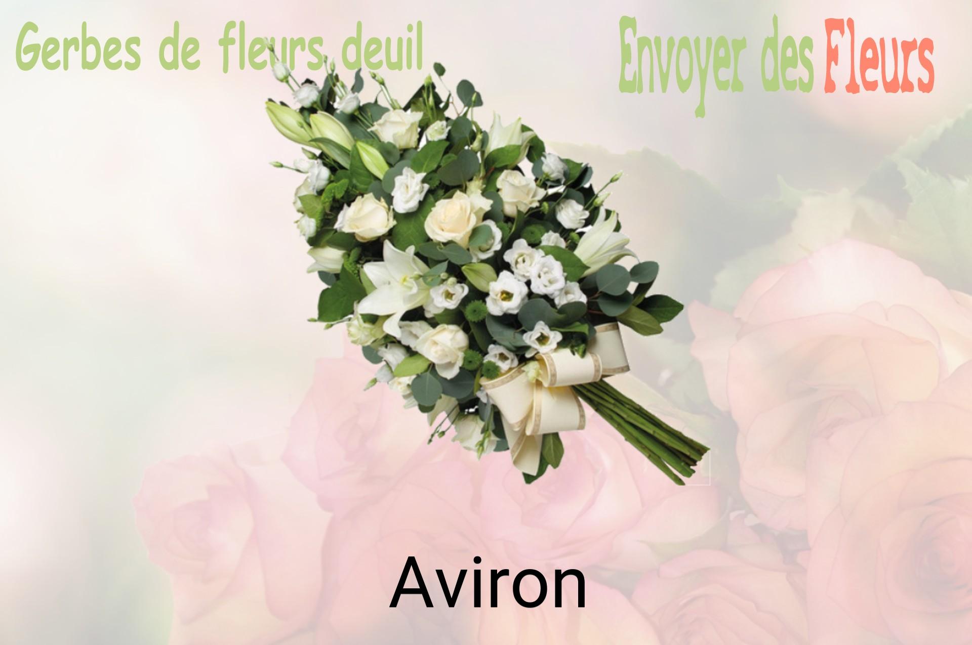 Gerbe de fleurs de deuil livrée à Aviron